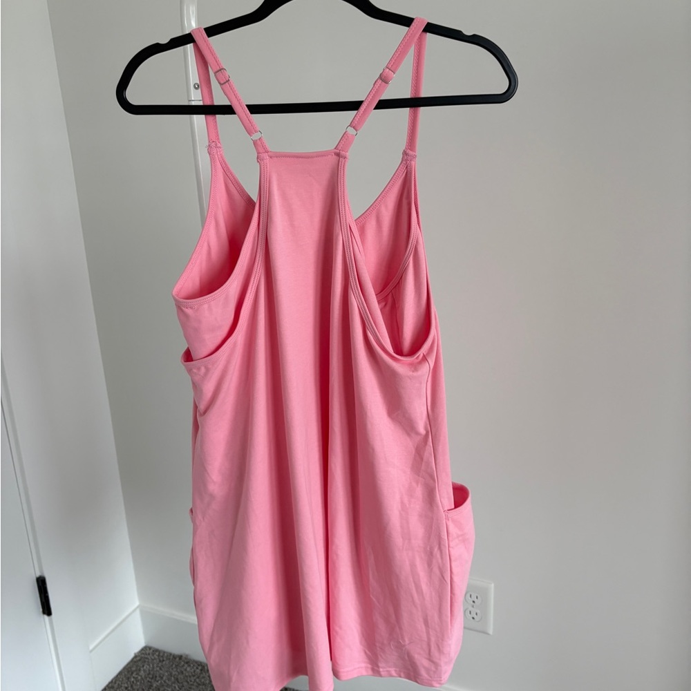 Pink Spaghetti Strap Romper Dress - Picture 7 of 7